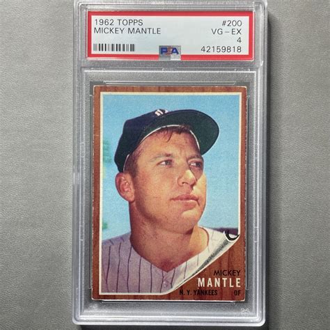 1962 Topps Mickey Mantle 200 PSA 4 VG EX Yankees Sweet Card EBay