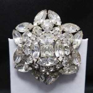 Kramer Of New York Clear Rhinestone Brooch Rhodium Plated Etsy