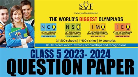 Sof Olympiad Class 5 2023 Question Paper Nso Imo Ieo Igko Class 5 Paper 5 Year Question