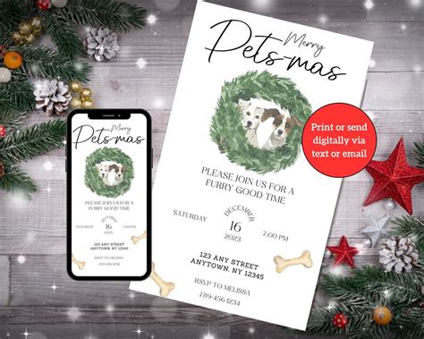 Editable Pet Christmas Party Invitation Holiday Party Invite - Etsy