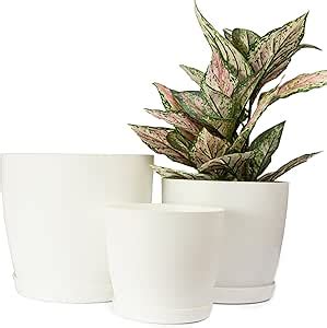 Home Garden Ornaments White Plant Pots Indoor Set Of 3 Sizes 20 25 30cm