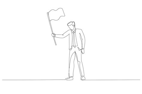 Premium Vector Drawing Of Sad Businessman Waving White Flag Metaphor