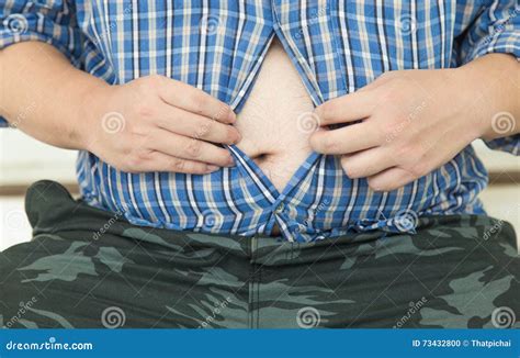 Man With Overweight Abdomen Fat Belly Stock Photo Image Of Line