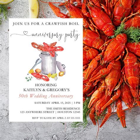 Crawfish Boil Invite Crawfish Boil Anniversary Invitation Seafood