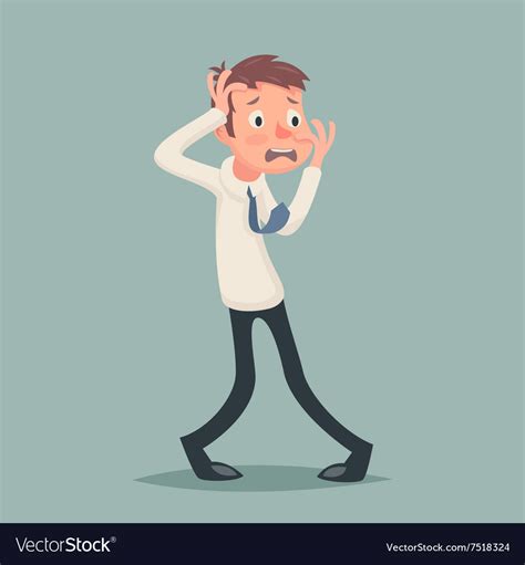 Vintage Businessman Suffer Emotion Fear Horror Vector Image