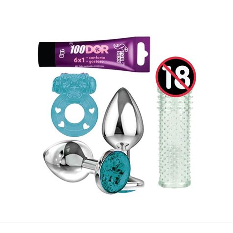 KIT Anel Peniano Vibrador Capa Peniana Transparente Plug Anal Pequeno Lubrificante