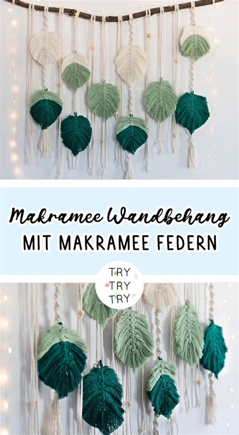 Diy Makramee Wandbehang Mit Makramee Federn Trytrytry Makramee