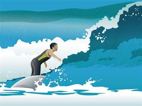 Surfer Ocean Waves Vector Vector Art & Graphics | freevector.com