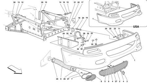 Front Frame And Bumper Classic Ferrari Parts Schematics