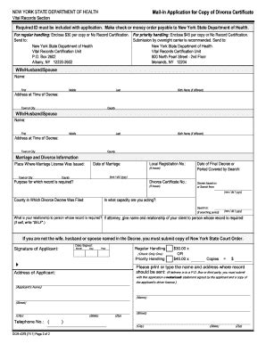 Fillable Online Form DOH 4378 Mail In Application For Copy Of