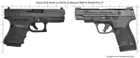 Glock G29 Gen4 Vs Smith Wesson M P 9 Shield Plus 4 Size Comparison