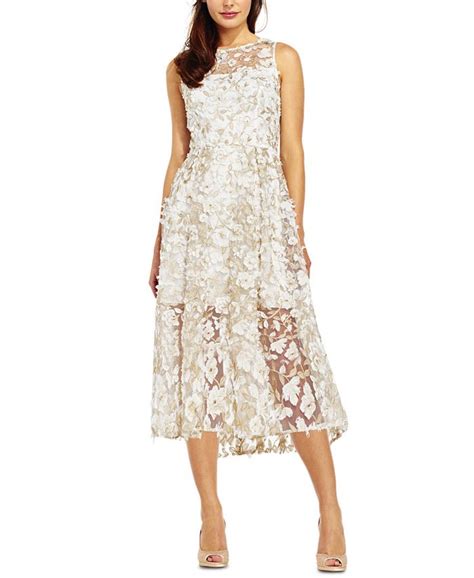 Adrianna Papell Floral Appliqués Midi Dress Macys