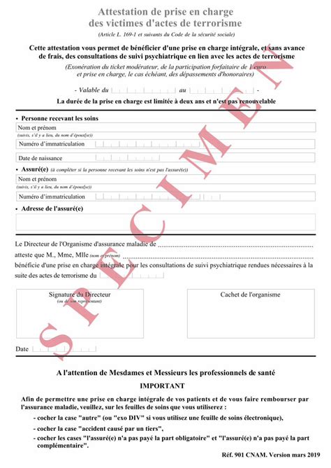 PDF Attestation De Prise En Charge Des Victimes D Actes De