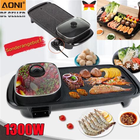 Grillpfanne Hot Pot In Elektrogrill Elektrische Pfanne Tragbar Grill W Eur Picclick De