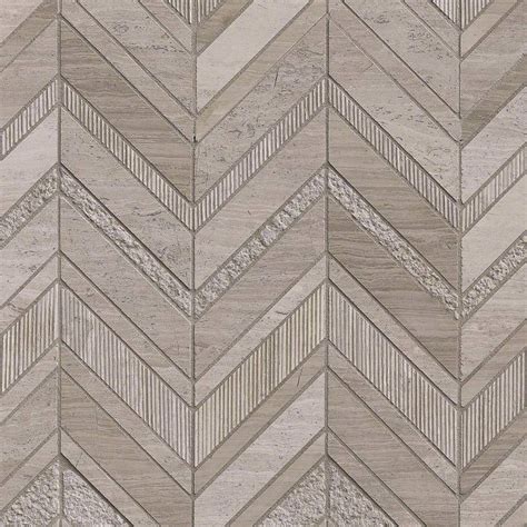 White Quarry Chevron Pattern Marble Mosaic Tile