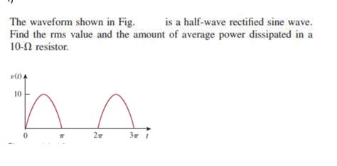 Solved The Waveform Shown In Fig Is A Half Wave Rectified