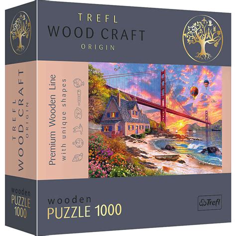 Trefl Puzzle Wood Craft Zachód Słońca nad Golden Gate 1000 el