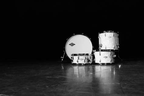 Black and White Photo of a Drum Set · Free Stock Photo