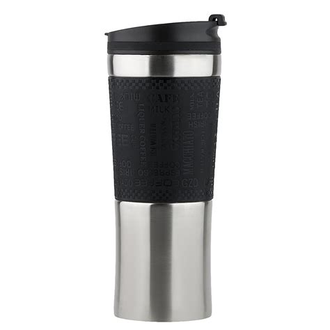 Stainless Steel Insulated Coffee Mug One Handed Open To Drink Double