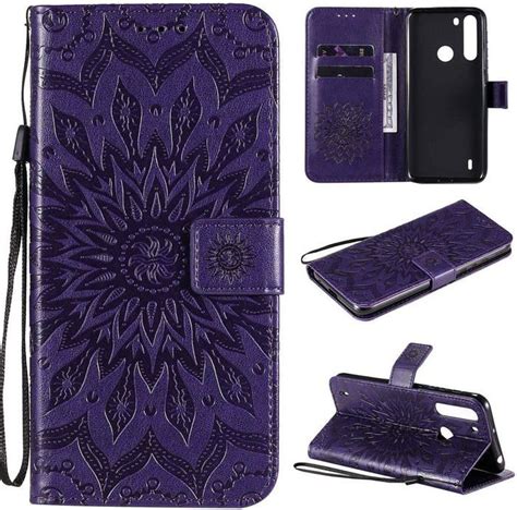 Housse étui pour Motorola Moto One Fusion avec motif Fleur du Soleil en