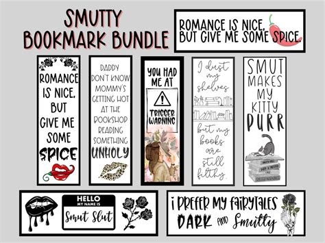 Smut Bookmark Set Bookmarks For Smutty Books Dirty Romance Bookmarks