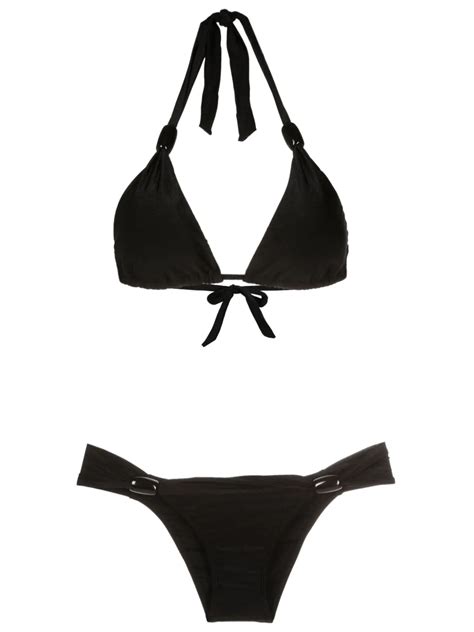 Adriana Degreas Deco Bead Detailing Triangle Bikini Black FARFETCH UK