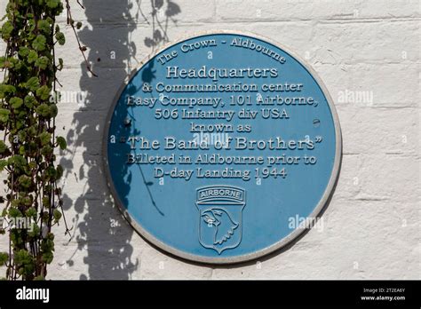 Blue plaque Easy Company, Band of Brothers, 101 Airborne, USA army, Aldbourne, Wiltshire ...