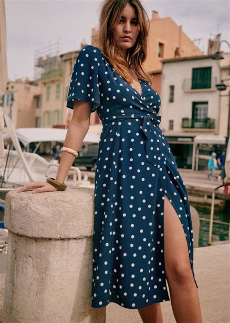 Sarah Dress Navy polka dots Viscose ECOVERO LENZING Sézane