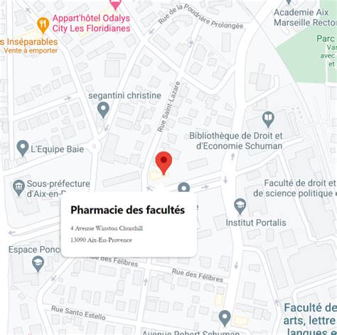 Itinéraire Pharmacie des Facultés