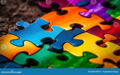 Vibrant Colored Jigsaw Pieces Interlocked In Successful Puzzle Solution