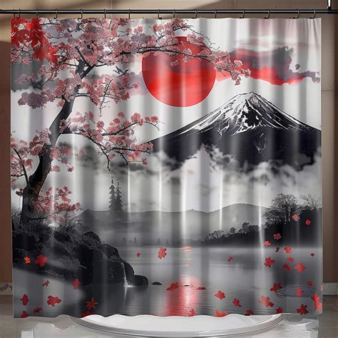 Transform Your Bathroom With Stunning Japanese Landscape Shower Curtain