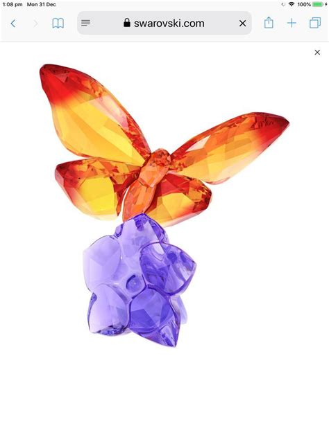 Swarovski Butterfly On Flower Butterfly On Flower Crystals Crystal Figurines