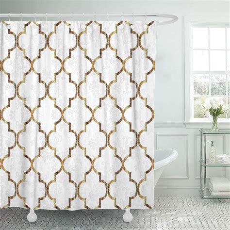 Cynlon Lattice White Gold Quatrefoil Patterns Geometric Moroccan