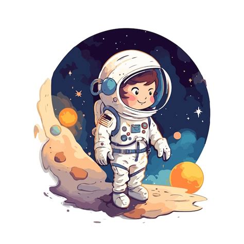 Dibujado A Mano Ilustraci N De Astronauta De Dibujos Animados Vector