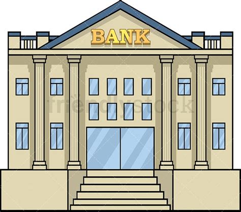 Bank Building Front View Cartoon Vector Clipart Friendlystock