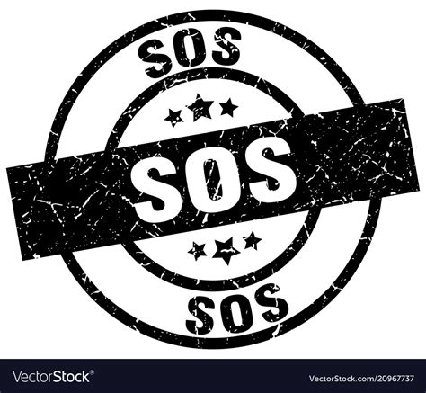 Sos Round Grunge Black Stamp Royalty Free Vector Image