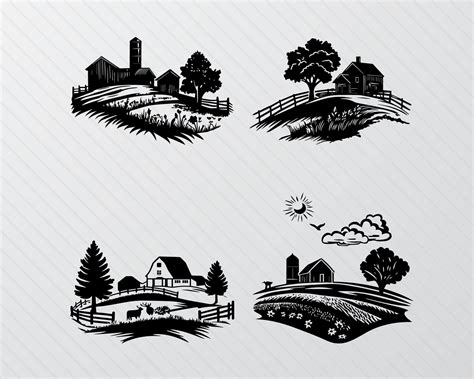 Farm Silhouette Svg Farm Svg Cut Files Farm Vector Art Farmer Png