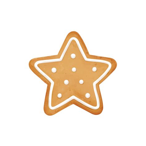 Watercolor Star Shape Gingerbread Biscuit Cookie Png