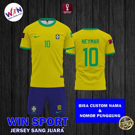 Jual Setelan Jersey Sepak Bola TIMNAS Negara BRAZIL BRASIL HOME Baju