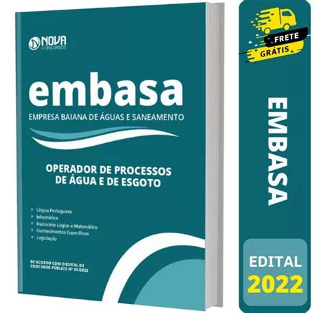 Apostila Embasa 2022 Operador De Processos De Água E Esgoto Frete grátis