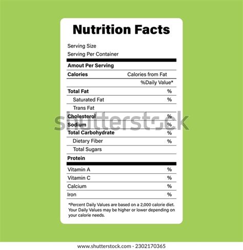 Nutrition Facts Label Template Content Vitamins Stock Vector (Royalty Free) 2302170365 ...