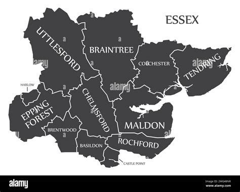 Essex Uk County Map Labelled Black Illustration Stock Vector Image And Art Alamy