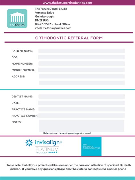 Fillable Online Forum Ortho Referral Form Fax Email Print Pdffiller