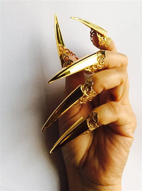 Gold Claw Ringsgolden Claw Ringsgold Nail Guardsmetal Etsy Fantasy