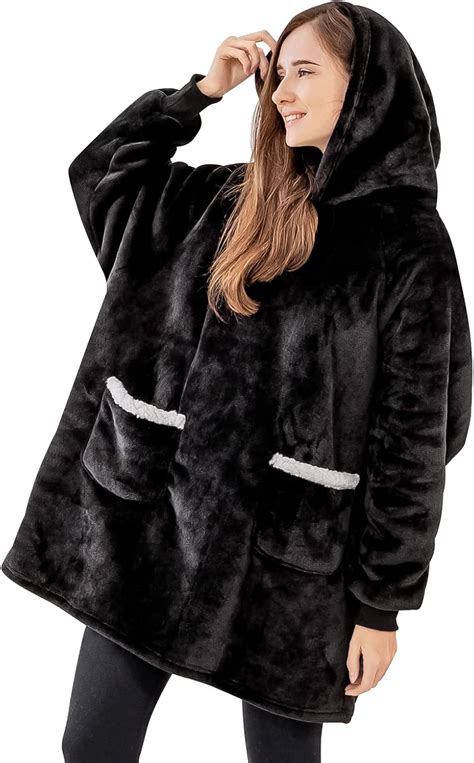 Aisbo Sherpa Fleece Blanket Hoodie Women Oversized Wearable Hoodie