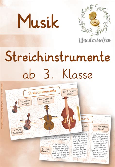 Lernplakat Zu Den Streichinstrumenten Unterrichtsmaterial Im Fach