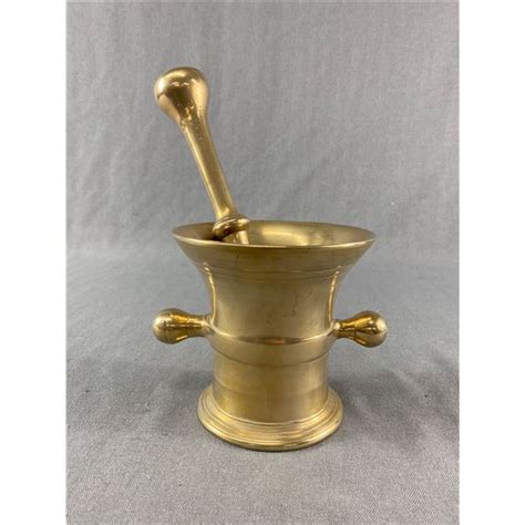 Vintage Brass 5 Mortar And 9 12 Pestal Solid And Heavy