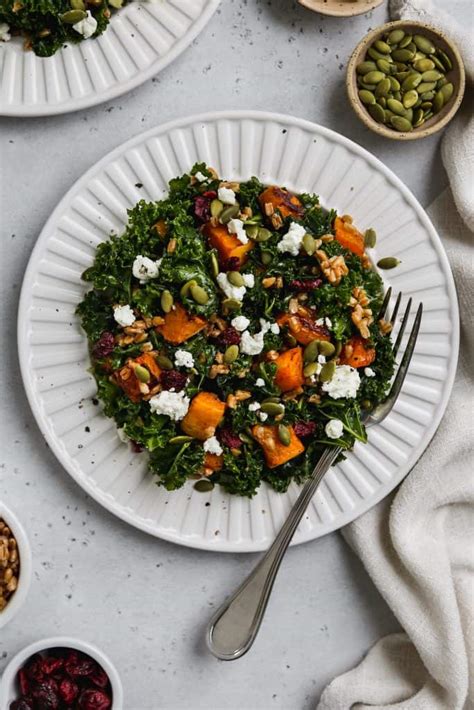 Kale Butternut Squash Salad With Farro Goat Cheese Walder Wellness