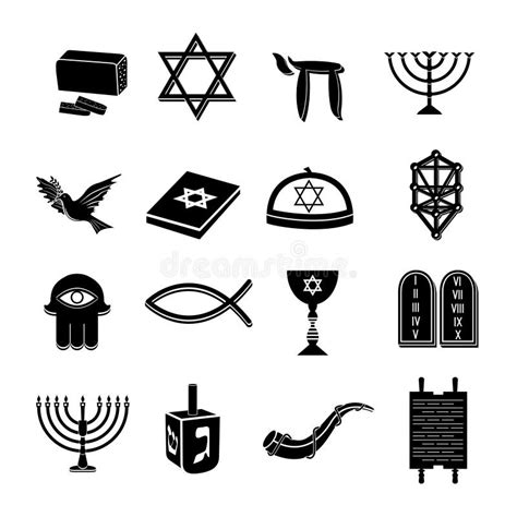 Judaism Icons Set Black Stock Vector Illustration Of Black