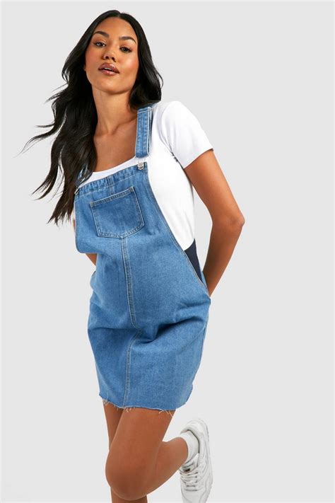 Maternity Denim Pinafore Dress Boohoo Uk